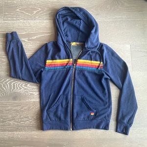Aviator Nation 5 stripe zip up hoodie. Size medium.